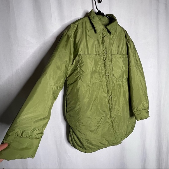 Forever 21 Lightweight Winter Jacket Dolphin Hem Pockets Green Size Medium - Picture 7 of 16